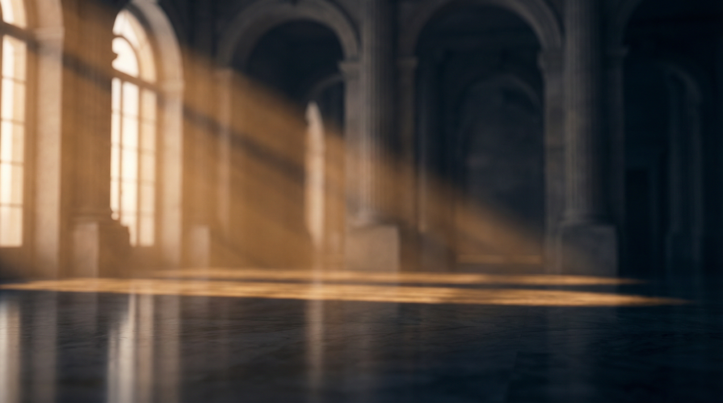 Neoclassical architecture with warm golden light, evoking institutional gravitas